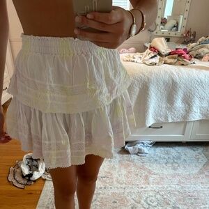 LoveShackFancy Tie-Dye Ruffle Mini Skirt